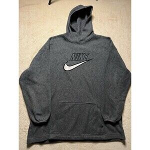 Vintage Y2K Nike Center Logo Spellout Swoosh Grey Hoodie 2XL Jersey USA Made